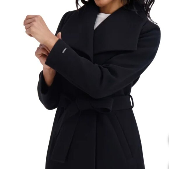 Tahari Ladies' Faux Wool Wrap Coat Black - Picture 3 of 5
